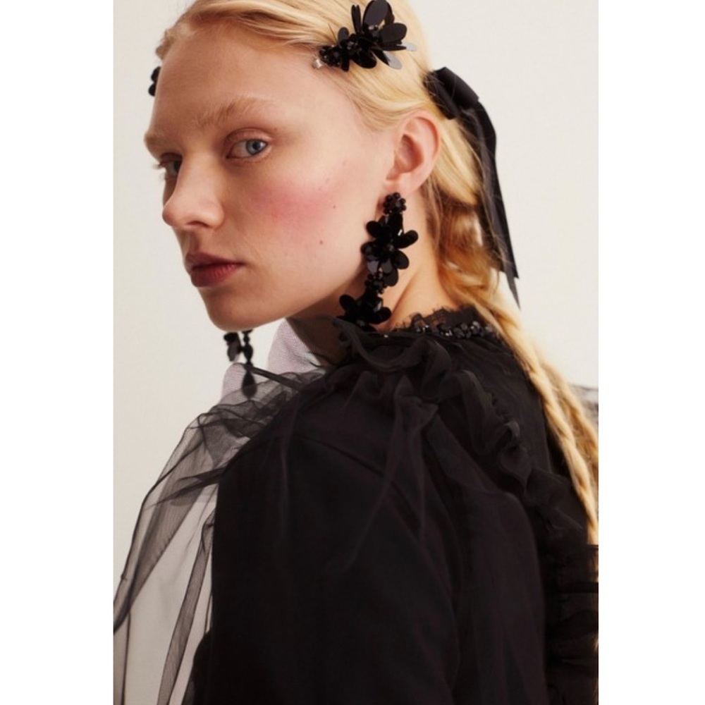 Simone Rocha x H&M Puff Sleeved Black Tulle Blouse - Picture 16 of 16